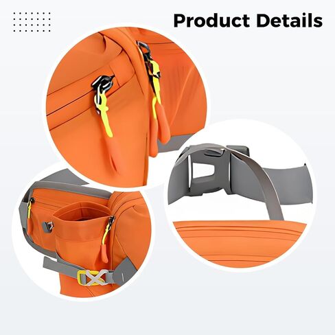 Waist Pack with Water Bottle Holder, Orange Lightweight Running Hiking Fanny Pack, Large Capacity Multi-Layer Storage, 750 ml Bottle Pocket, Adjustable Belt for Outdoor Marathon in Kuwait