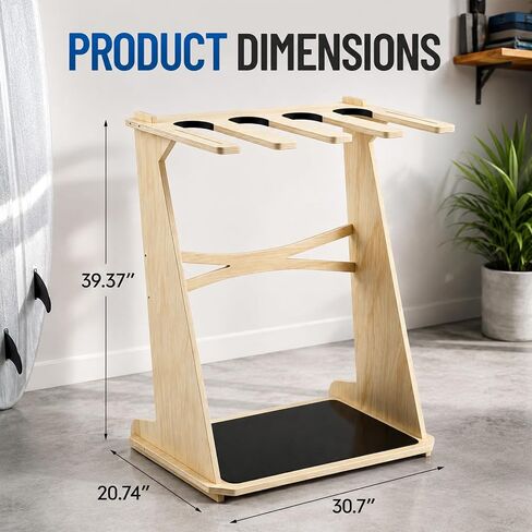 Leinuosen Surfboard Rack Stand Holder for 4 Boards, Vertical Wood Freestanding Storage Display for Longboard, Shortboard, Wakeboard, Sup Paddleboard, Snowboard, 40 Inch High in Kuwait