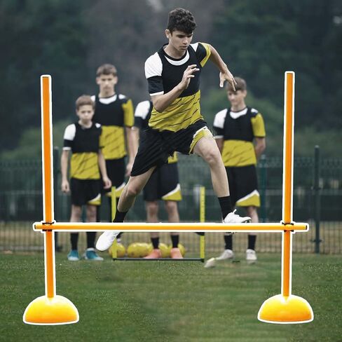 Height Adjustable Hurdles, Adjustable Speed Agility Poles with Base, Soccer Traning Equipment/Track & Field Hurdle Trainer, Horse Dog Agility Training Pole, 100/150/1, 150cm(59") in Kuwait