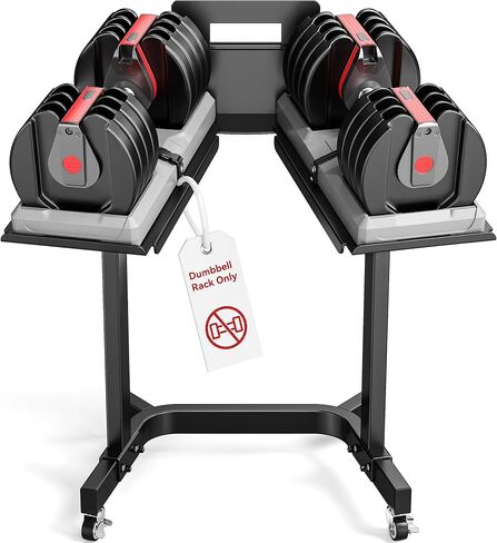 Adjustable Dumbbell Stand Rack with Tablet Holder and Wheels, Heavy Duty Rolling Organizer Cart for Home Gym (Rack Only) in Kuwait