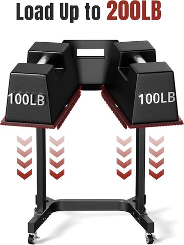 Adjustable Dumbbell Stand Rack with Tablet Holder and Wheels, Heavy Duty Rolling Organizer Cart for Home Gym (Rack Only) in Kuwait