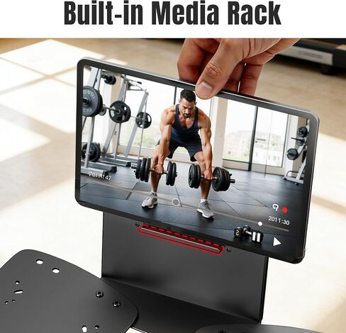 Adjustable Dumbbell Stand Rack with Tablet Holder and Wheels, Heavy Duty Rolling Organizer Cart for Home Gym (Rack Only) in Kuwait