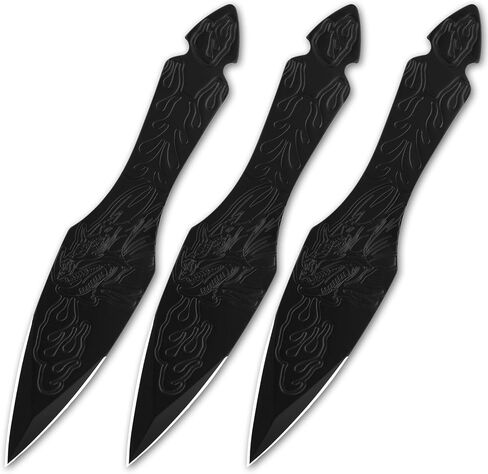 REAT Throwing Knives - 3 Piece, 7.5" 440 Stainless Steel with Full Tang Design, Includes Nylon Carrying Case for Safe Storage,Ninja Kunai Knives for Competition,Recreation,Gifts for Men,Women in Kuwait