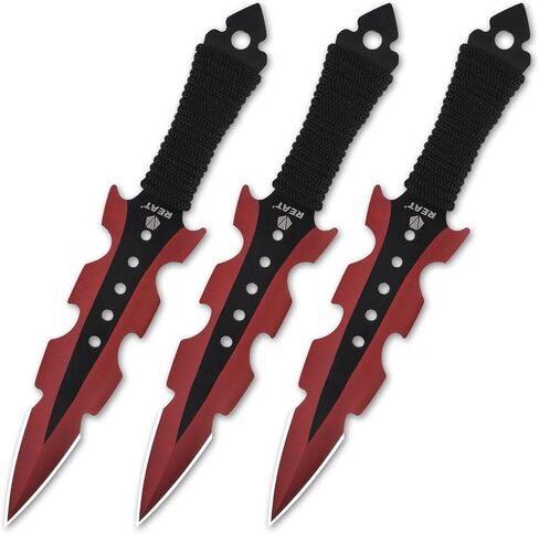 REAT Throwing Knives - 3 Piece, 7.5" 440 Stainless Steel with Cord-Wrapped Handle, Includes Nylon Carrying Case for Safe Storage,Ninja Kunai Knives for Competition,Recreation,Gifts for Men,Women in Kuwait