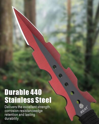 REAT Throwing Knives - 3 Piece, 7.5" 440 Stainless Steel with Cord-Wrapped Handle, Includes Nylon Carrying Case for Safe Storage,Ninja Kunai Knives for Competition,Recreation,Gifts for Men,Women in Kuwait