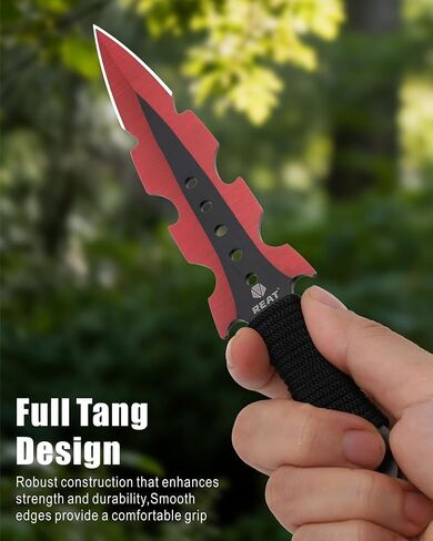 REAT Throwing Knives - 3 Piece, 7.5" 440 Stainless Steel with Cord-Wrapped Handle, Includes Nylon Carrying Case for Safe Storage,Ninja Kunai Knives for Competition,Recreation,Gifts for Men,Women in Kuwait