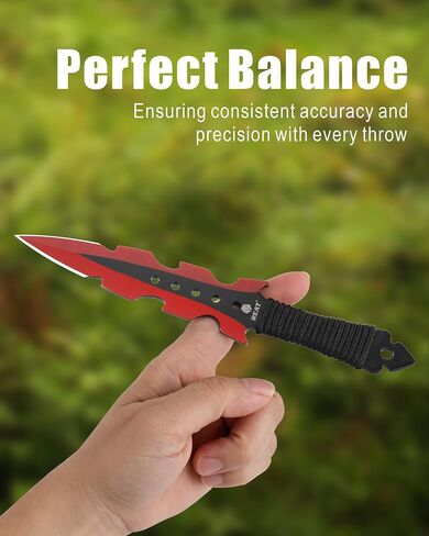 REAT Throwing Knives - 3 Piece, 7.5" 440 Stainless Steel with Cord-Wrapped Handle, Includes Nylon Carrying Case for Safe Storage,Ninja Kunai Knives for Competition,Recreation,Gifts for Men,Women in Kuwait