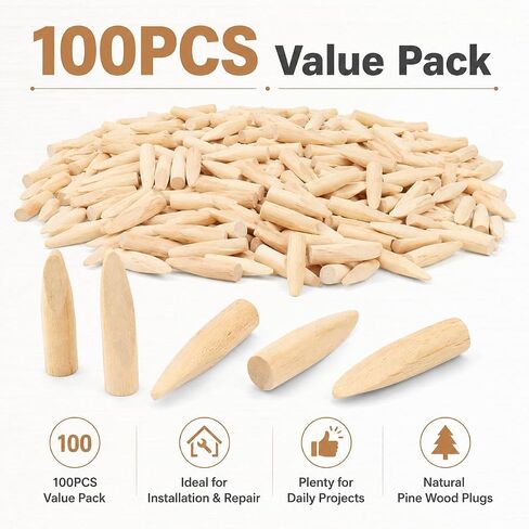 100PCS Solid Wood Pocket Hole Plugs, 3/8 Inch Pocket Screw Jig Plugs Pine Wood Plugs Woodworking Tool for Pocket Hole Jig Accessories, Various Woodworking Projects in Kuwait