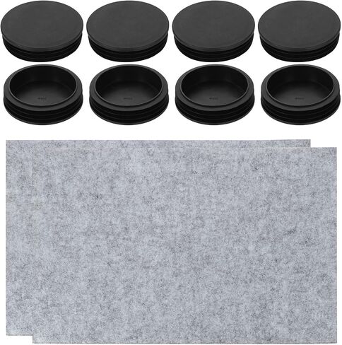 uxcell 8 Pcs Round Plastic Plugs with Furniture Felt Pad, 100mm/3.94 Tubing End Caps Furniture Leg Inserts for Metal Tubing Chair Table Legs in Kuwait