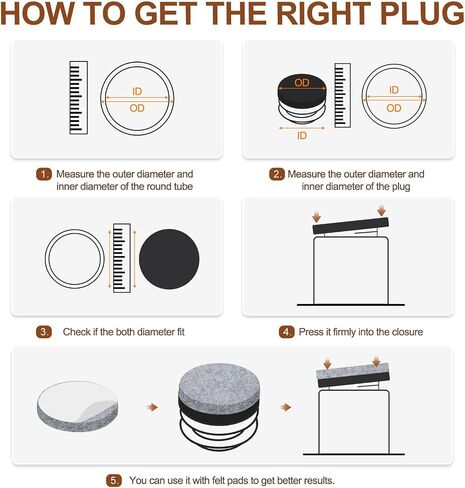 uxcell 8 Pcs Round Plastic Plugs with Furniture Felt Pad, 100mm/3.94 Tubing End Caps Furniture Leg Inserts for Metal Tubing Chair Table Legs in Kuwait