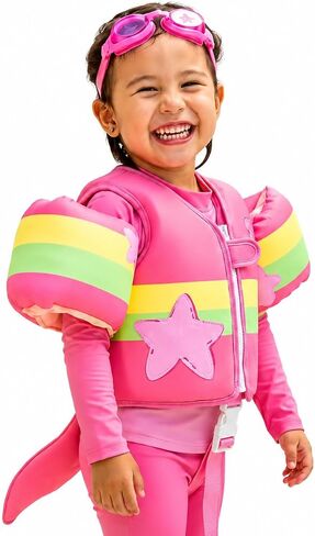 Khen Toddler Swim Vest, Floating Jackets with Sleeves, Child Animal Design Cute Life Vest, Floaties Jacket & Water Wings Boys & Girls Durable & Adjustable - Secure & Comfortable Kids Fun Puddle Jumper in Kuwait