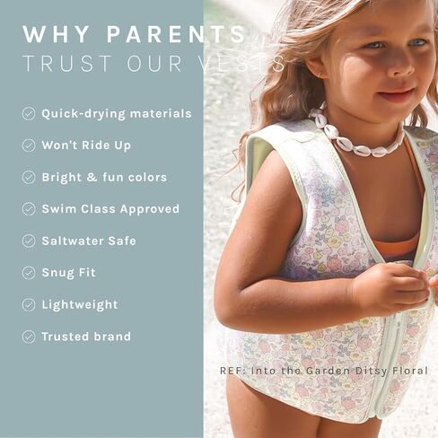 SUNNYLiFE Swim Vest, 3-6, Into The Garden Ditsy Floral, EPE/Natural Rubber/Polyester, 15.75x14.17x1.97 inches, 1.49 lbs in Kuwait