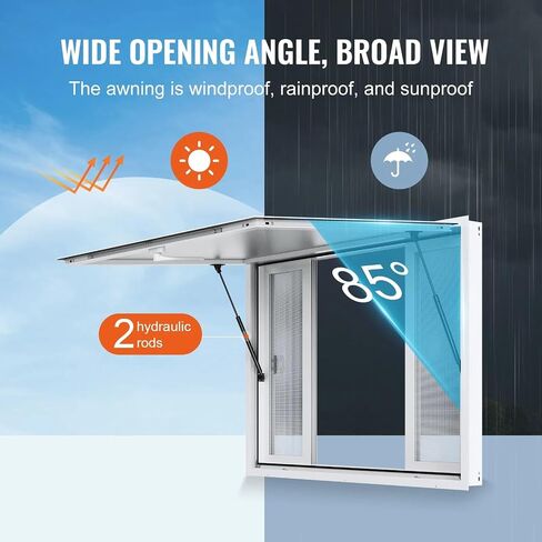 Concession Service 48 x 36 Inch, Aluminum Alloy Service Window for Food Truck, 85 Degrees Opening Serving Window with 4 Sliding Panels, Awning Door and Drag Hook, Suitable for Concession Trailers in Kuwait