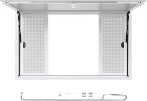 Concession Service 60 x 36 Inch, Aluminum Alloy Service Window for Food Truck, 85 Degrees Opening Stand Window with 4 Sliding Panels, Awning Door and Drag Hook in Kuwait