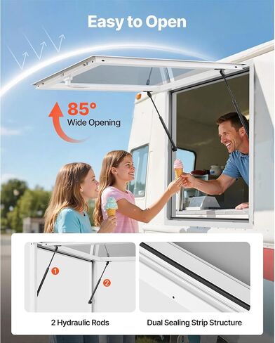 Aluminum Alloy Concession Serving Window 36 x 36 Inches, 85 Degree Stand Open Window with Awning Door and Drag Hook, Rain Resistant for Food Truck Concession Trailers in Kuwait