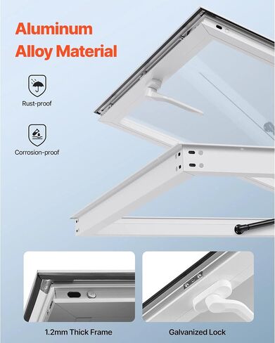 Aluminum Alloy Concession Serving Window 36 x 36 Inches, 85 Degree Stand Open Window with Awning Door and Drag Hook, Rain Resistant for Food Truck Concession Trailers in Kuwait