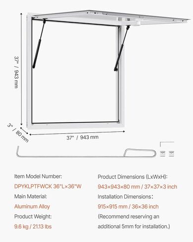 Aluminum Alloy Concession Serving Window 36 x 36 Inches, 85 Degree Stand Open Window with Awning Door and Drag Hook, Rain Resistant for Food Truck Concession Trailers in Kuwait