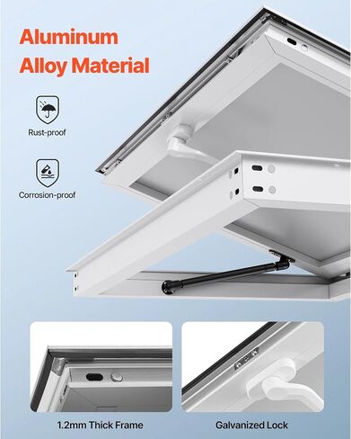 60 x 36 Inch Concession Service Window with Aluminum Alloy Frame, Up to 85 Degree Opening Serving Window Equipped with Awning Door and Drag Hook in Kuwait