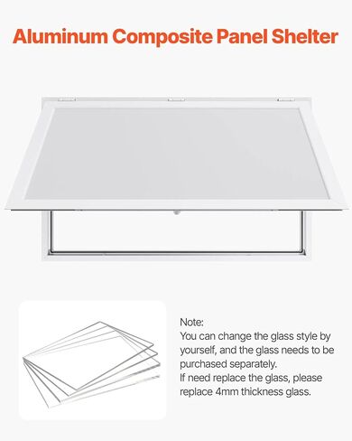 60 x 36 Inch Concession Service Window with Aluminum Alloy Frame, Up to 85 Degree Opening Serving Window Equipped with Awning Door and Drag Hook in Kuwait