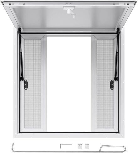 Concession Service 36 x 36 Inch, Aluminum Alloy Serving Window for Food Truck, 85 Degrees Opening Stand Window with 4 Sliding Panels, Awning Door and Drag Hook in Kuwait