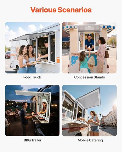 Concession Service 36 x 36 Inch, Aluminum Alloy Serving Window for Food Truck, 85 Degrees Opening Stand Window with 4 Sliding Panels, Awning Door and Drag Hook in Kuwait