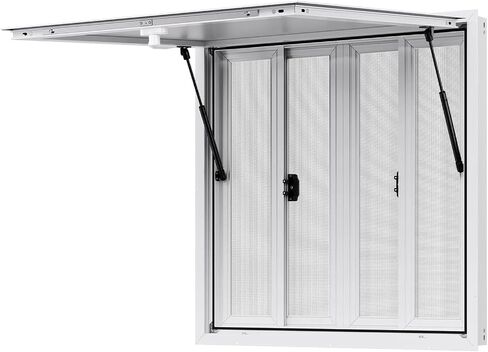 Concession Service 36 x 36 Inch, Aluminum Alloy Serving Window for Food Truck, 85 Degrees Opening Stand Window with 4 Sliding Panels, Awning Door and Drag Hook in Kuwait