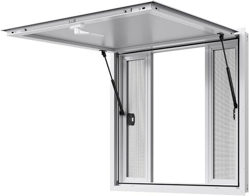 Concession Service 36 x 36 Inch, Aluminum Alloy Serving Window for Food Truck, 85 Degrees Opening Stand Window with 4 Sliding Panels, Awning Door and Drag Hook in Kuwait