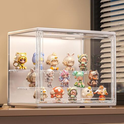 Acrylic Display Case for Collectibles with LED Light, 3 Layer Adjustable Figure Display Case with Magnetic Door, Lighted Display Box Stackable Clear Blind Box for Action Figure, Popmart (L-3 Pack) in Saudi Arabia