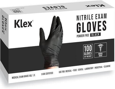 قفازات فحص النتريل من Klex - درجة طبية، خالية من البودرة، خالية من مطاط اللاتكس، للاستعمال مرة واحدة، آمنة للطعام in Kuwait