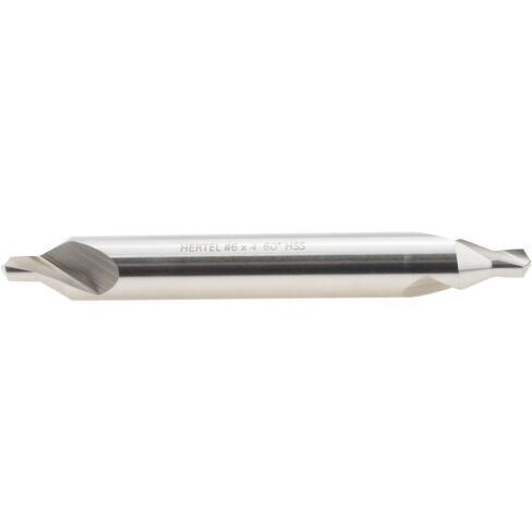 Hertel Combo Drill & Countersink, #6, 1/2" Body Dia, HSS, 7/32" Point Dia, 118° Angle, Bright Polished Finish, 4" OAL in Kuwait