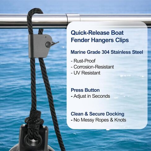 Black Boat Fenders for Docking 5.5."/6.5"/8.5" Inflatable Ribbed Marine Boat Fender with Fender Lines 6.5ft, Stainless Steel Fender Hanger Clips in Kuwait