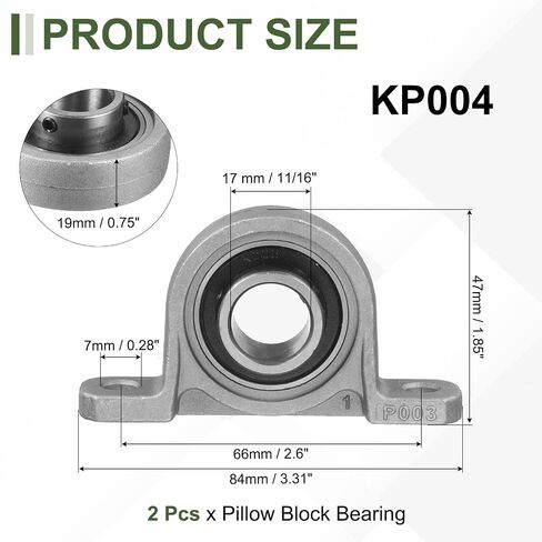 4 قطع من Uxcell KP003 محمل كتلة الوسادة 5/8 بوصة (17 مم) محمل شفة من سبائك الزنك والفولاذ ذاتي المحاذاة، (ABEC5) in Kuwait