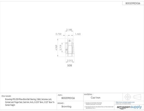 Browning VPS-235 محمل كروي على شكل وسادة، 2 مسمار، قفل لولبي، ختم تلامس وفلنجر، حديد الزهر، بوصة، تجويف 2-3/16 بوصة، قاعدة 2-1/2 بوصة إلى ارتفاع المركز in Kuwait