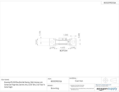 Browning VPS-235 محمل كروي على شكل وسادة، 2 مسمار، قفل لولبي، ختم تلامس وفلنجر، حديد الزهر، بوصة، تجويف 2-3/16 بوصة، قاعدة 2-1/2 بوصة إلى ارتفاع المركز in Kuwait