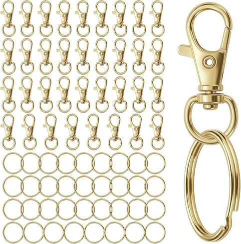 70PCS in 35 Sets, Swivel Lobster Claw Clasps, Key Chain Hooks and Large Key Ring, Premium Keychain Clips with Key Rings, Snap Hooks for Making Kit, Jewelry Crafts, HnoaTovy (Silver) in Saudi Arabia