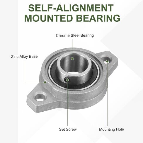 uxcell 2Pcs KFL003 Pillow Block Bearing 5/8" (17mm) Zinc Alloy Steel Self Alignment Mounted Flange Bearing, (ABEC5) in Kuwait