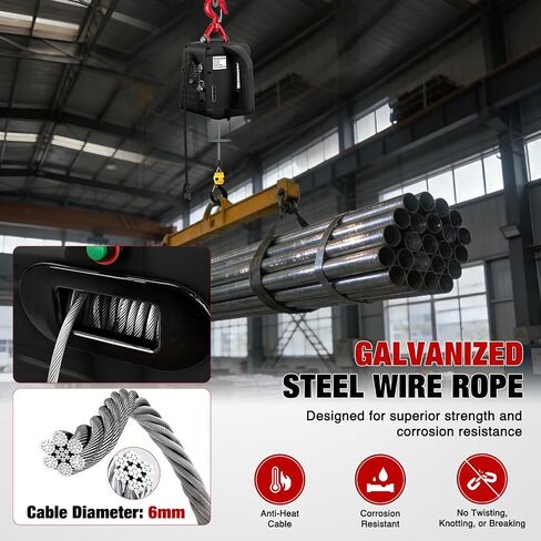Nilight 3-in-1 Electric Hoist Winch, 1100LBS 1500W Portable Power Winch Crane with Manual Wired Wireless Remote Control, 110V Electric Winch 25FT Lifting Height for Garage Warehouses Factories, Black in Kuwait