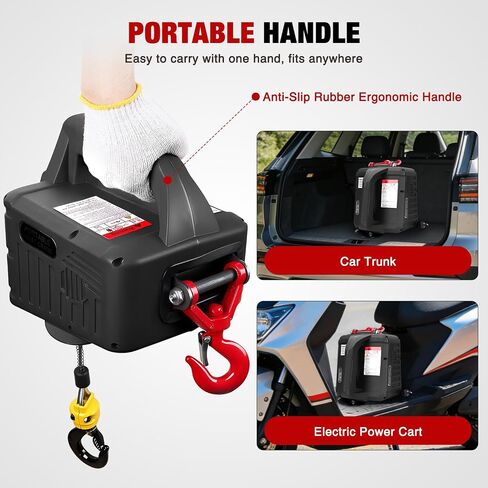 Nilight 3-in-1 Electric Hoist Winch, 1100LBS 1500W Portable Power Winch Crane with Manual Wired Wireless Remote Control, 110V Electric Winch 25FT Lifting Height for Garage Warehouses Factories, Black in Kuwait