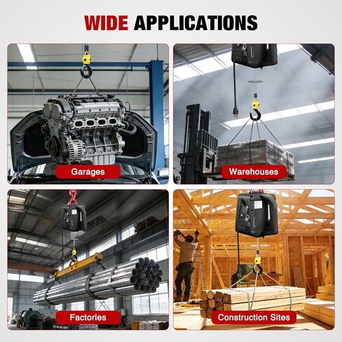 Nilight 3-in-1 Electric Hoist Winch, 1100LBS 1500W Portable Power Winch Crane with Manual Wired Wireless Remote Control, 110V Electric Winch 25FT Lifting Height for Garage Warehouses Factories, Black in Kuwait