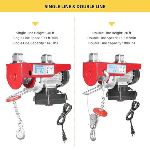 850LBS Electric Hoist with Wireless Remote Control, 110V Power Winch for Attic Storage & Garage Ceiling Lifting, 40ft High-Strength Steel Cable Crane, 850W Heavy Duty Lift for Warehouse & Workshop in Kuwait