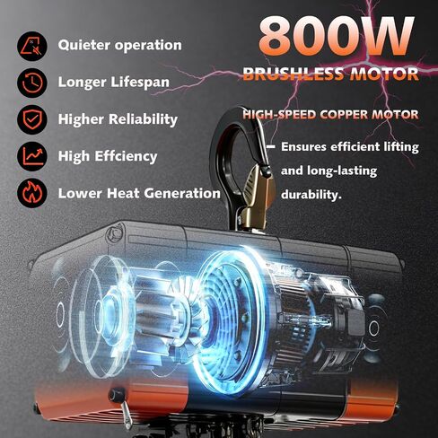 1100lbs Electric Chain Hoist, 110V Single Phase with 2 Speed | 10FT lifting height, 8.2ft wired remote, for garage/hotel/home use, steel chain hoist in Kuwait