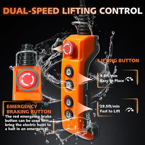 1100lbs Electric Chain Hoist, 110V Single Phase with 2 Speed | 10FT lifting height, 8.2ft wired remote, for garage/hotel/home use, steel chain hoist in Kuwait