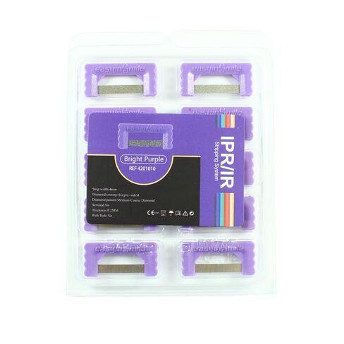 Dental Interproximal Reduction Strips Set – Single Sided Bright Purple Diamond Coated IPR Kit – Reusable, 4mm Width Tactile Control - 10pcs in Kuwait