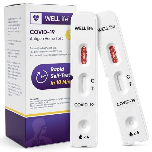 WELLlife COVlD-19 اختبار المستضد المنزلي، اختبارات كوفيد، 5 عبوات، النتائج في 10 دقائق | اختبار مسحة الأنف غير الجراحي بدون وصفة طبية، مناسب للأعمار من عامين فما فوق، مثالي للعائلة والمدرسة ومكان العمل وفحص السفر in Kuwait
