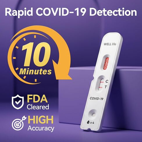 WELLlife COVlD-19 اختبار المستضد المنزلي، اختبارات كوفيد، 5 عبوات، النتائج في 10 دقائق | اختبار مسحة الأنف غير الجراحي بدون وصفة طبية، مناسب للأعمار من عامين فما فوق، مثالي للعائلة والمدرسة ومكان العمل وفحص السفر in Kuwait