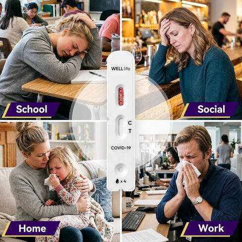 WELLlife COVlD-19 اختبار المستضد المنزلي، اختبارات كوفيد، 5 عبوات، النتائج في 10 دقائق | اختبار مسحة الأنف غير الجراحي بدون وصفة طبية، مناسب للأعمار من عامين فما فوق، مثالي للعائلة والمدرسة ومكان العمل وفحص السفر in Kuwait