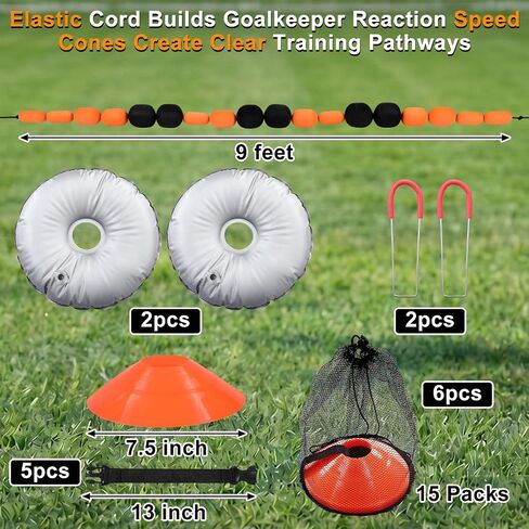 Outus 9 ft Soccer Goalkeeper Deflection Equipment Goalkeeper Training Equipment Single Line Deflector Multi Refraction Angles for Reflex & Agility Training with 15 Soccer Cones & 2 Water Weight Bags in Kuwait