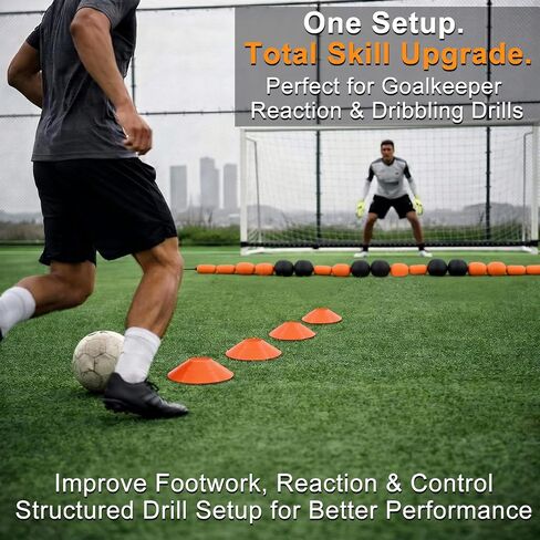 Outus 9 ft Soccer Goalkeeper Deflection Equipment Goalkeeper Training Equipment Single Line Deflector Multi Refraction Angles for Reflex & Agility Training with 15 Soccer Cones & 2 Water Weight Bags in Kuwait