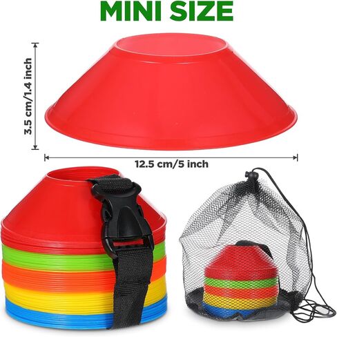 MAQUITA 100 Pcs Mini Soccer Cones for Agility Training, 5 Inch Sport Cones with Carry Bag - Football Practice Equipment in Saudi Arabia