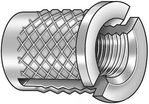 Press Insert, 1/4"-20 Int Thrd Sz, 1/2 In L, 21/64 In Dia., Brass, Plain, 25 in Kuwait
